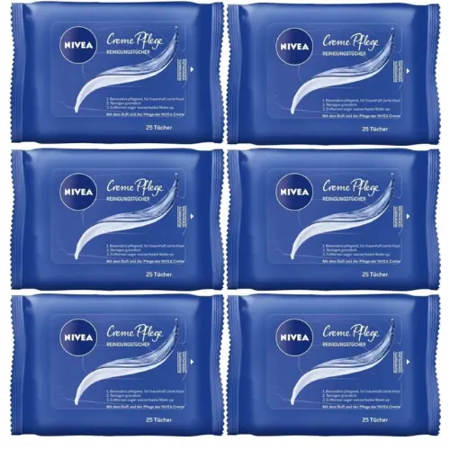 Nivea Gezicht - Reinigingsdoekjes Creme Care - 6  x  25 doekjes