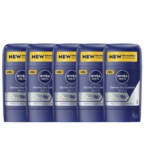 Nivea Men Derma Dry Control Anti-Perspirant Stick - voordeelverpakking - 5 x 50 ml