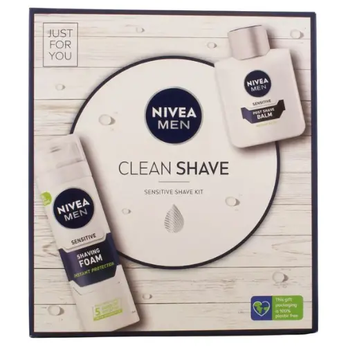 Nivea Men Giftset Clean Aftershave Balsem 100 ml + Sensitive Sensitive Scheerschuim 200