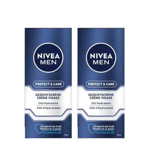NIVEA MEN Protect & Care Hydraterende Gezichtscrème - Voordeelverpakking 2x75 ml