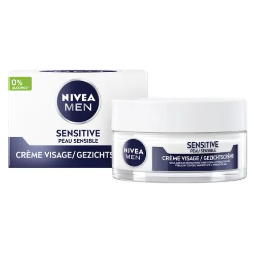 NIVEA MEN Sensitive Dagcrème - Gezichtscrème voor Gevoelige huid - Met kamille en vitamine E - Alcoholvrij - 50 ml