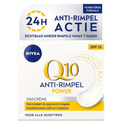 NIVEA Q10 Power Anti-Rimpel Dagcrème Gezicht - SPF 15 - Alle huidtypen - Crème Met Q10 en creatine - 50 ml