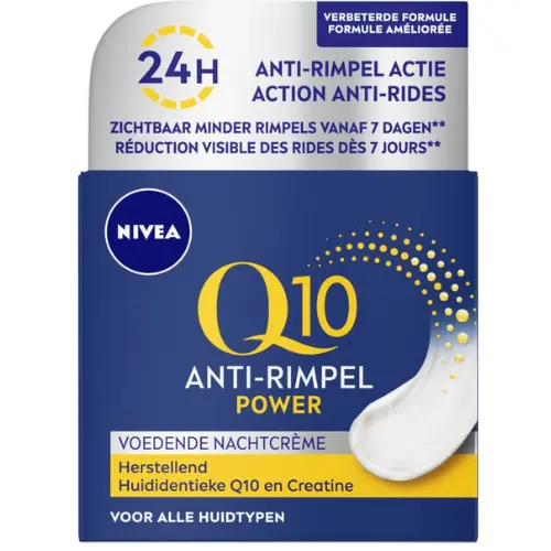 NIVEA Q10 POWER Anti-Rimpel Nachtcrème - Alle huidtypen - Crème Verrijkt met Q10 en Creatine - 50 ml
