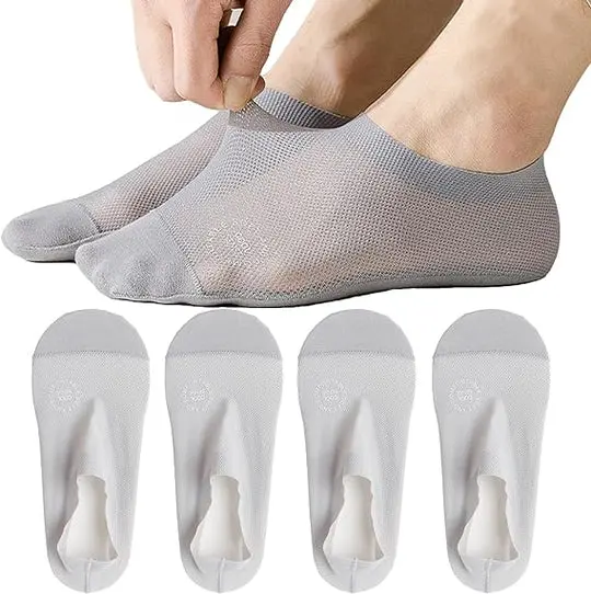 No-Show-Socken ultradünn (4 Paar) | Rutschfester Halt, unsichtbar in Sneakers & Slippers | Nahtlos & atmungsaktiv