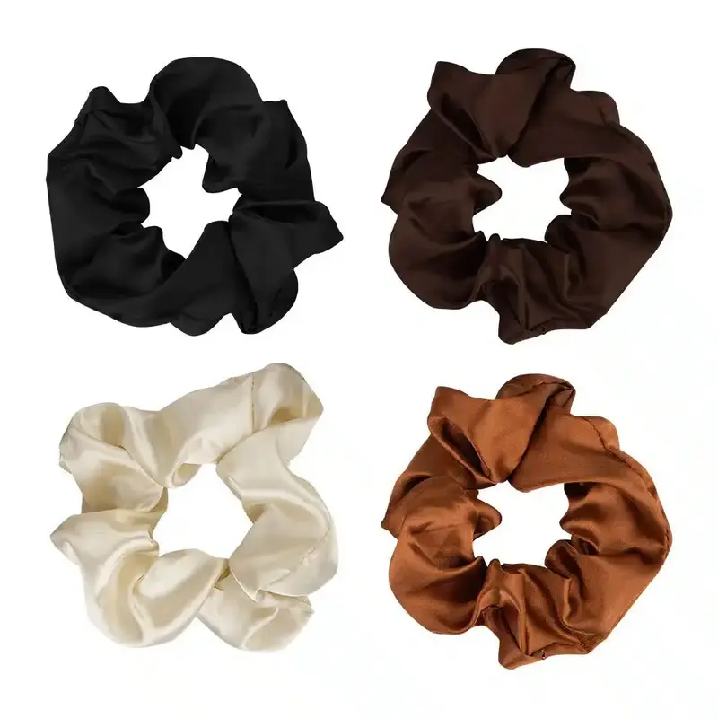 Nude Satin Scrunchies Set