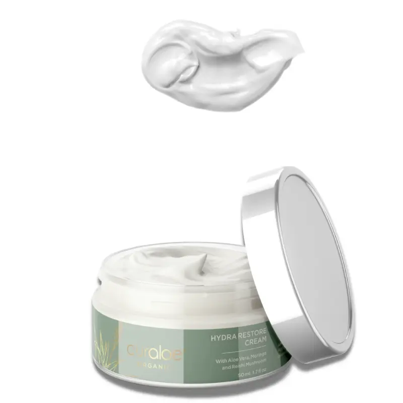 Organic Hydra Restore Cream - 71% Aloe Vera, Moringa Oil and Reishi Mushroom