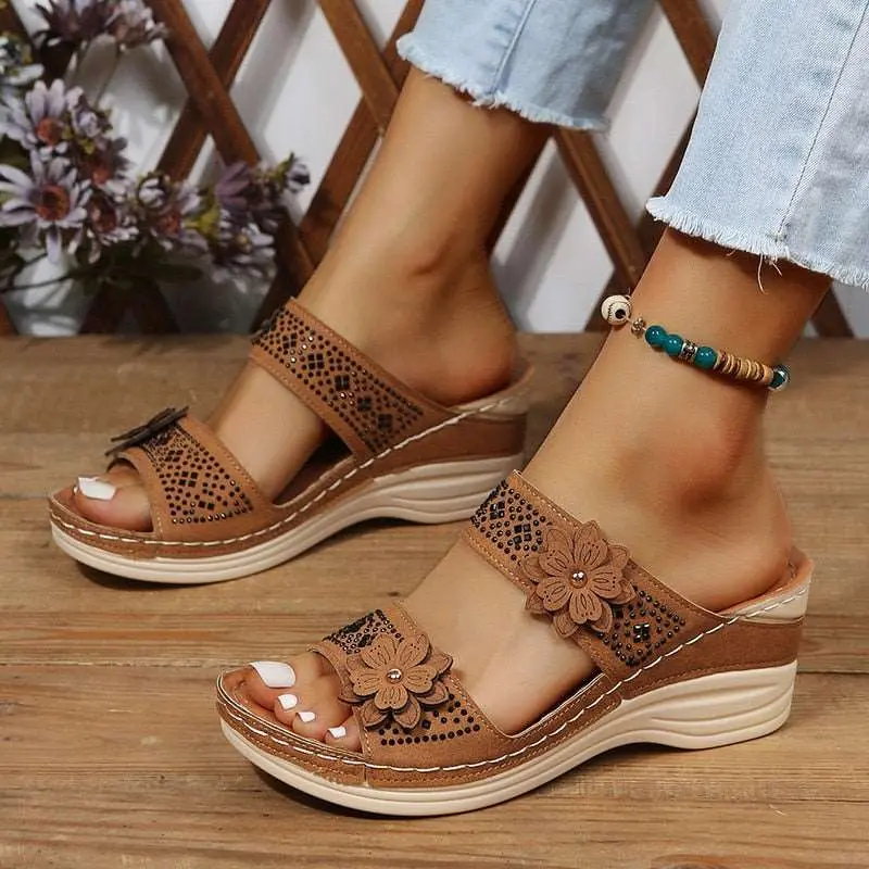 Orthopädische Sommersandalen mit Absatz | Hallux-Entlastung & Fußgewölbe-Stütze | atmungsaktiv, bequem | Damen Sandalen