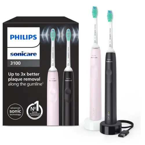Philips Sonicare Series 3100 - Elektrische tandenborstel - Zwart & Roze - Duopack - HX3675/15