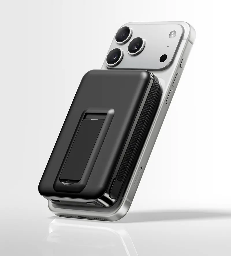 Powerbank 10.000 mAh | Magnetisches Schnellladen mit 25 W, integriertem Ladekabel und praktischer Standfunktion