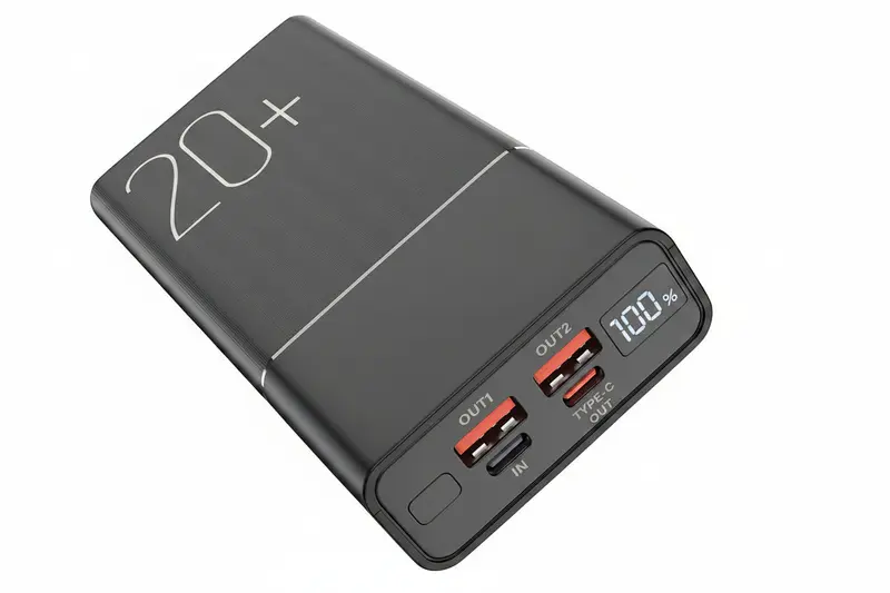 Powerbank | 20.000 mAh mit 22,5 W Schnellladung, Digitalanzeige und 3 Anschlüssen