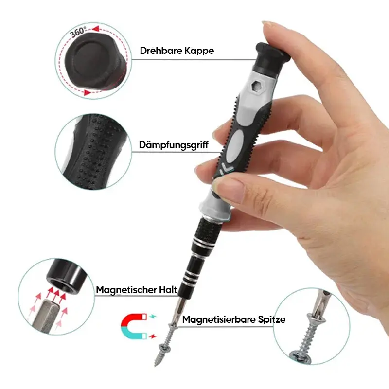 Präzisions-Schraubendreher Set | 115-in-1 mit 98 magnetischen Bits für Handy, Laptop und Feinmechanik