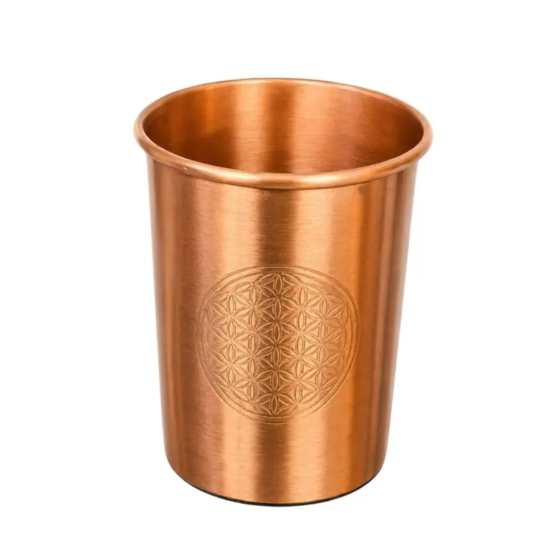 Pure Copper Cup Flower of Life Matte Brushed