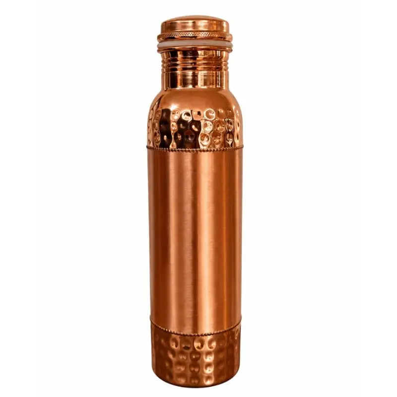 Pure Copper Water Bottle Hammered High Gloss & Matte