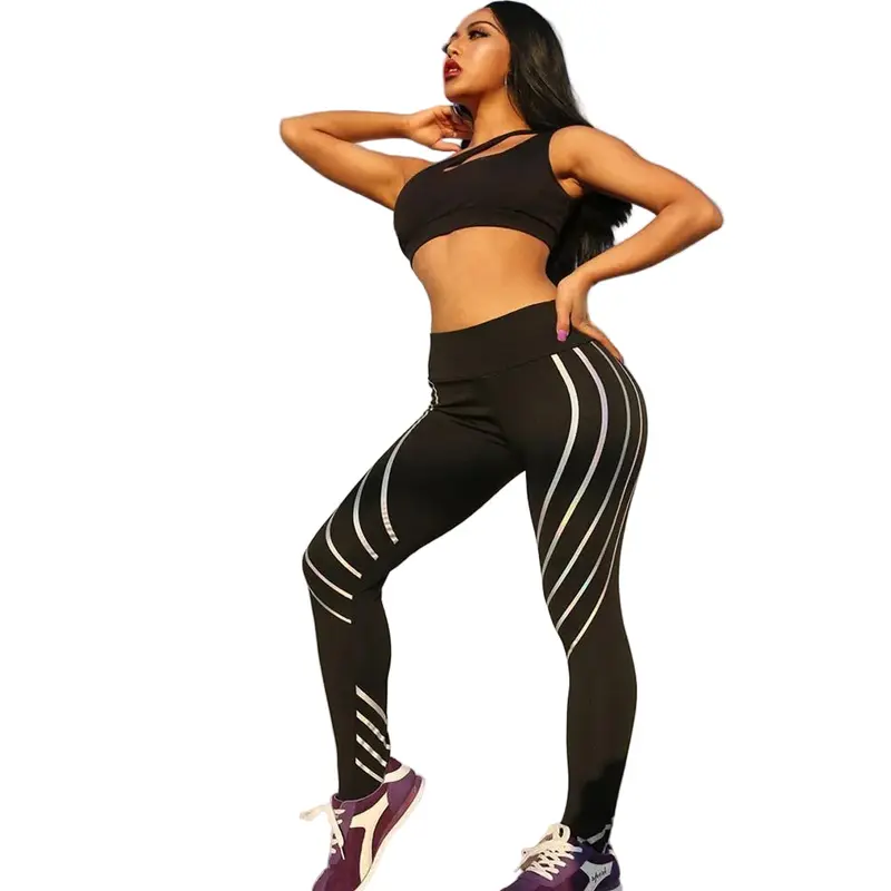 Reflektierende Leggings Damen | Stretch Sportleggings für Yoga & Fitness