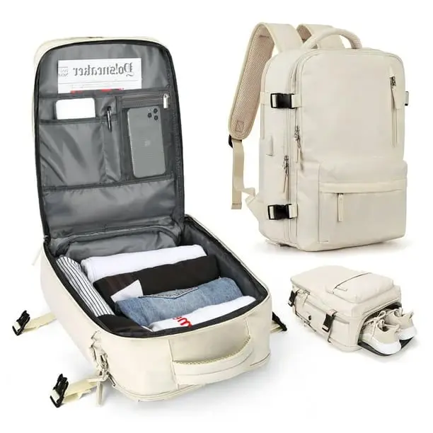 Reiserucksack Damen 35 L | Wasserabweisend mit USB-Anschluss, Schuhfach, Laptopfach & Anti-Diebstahl-Fach für Reisen