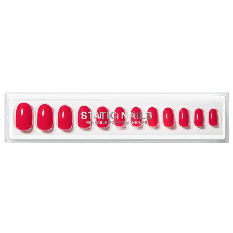 Reusable Pop-On Manicure High-End Red Round