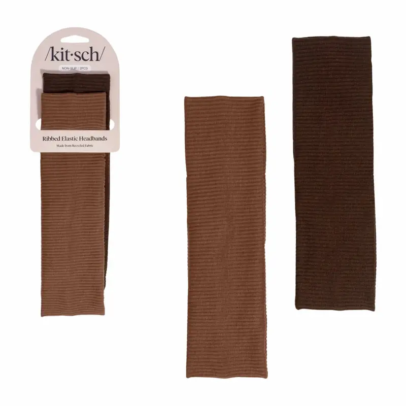 Ribbed Elastic Headbands Set Mocha & Chocolate