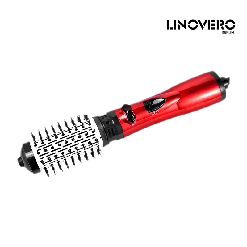 Rotierende Warmluftbürste mit 2 Aufsätzen | 360° Rotation, 3 Temperaturstufen | Für Volumen, Locken & Glätten, Salon-Finish