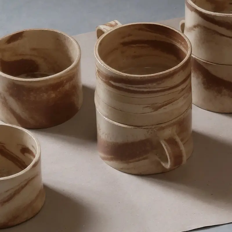 Russet Marbled Handle Large Mug - Low