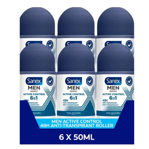 Sanex Men Active Control Deodorant Anti-Transpirant Roller 6 x 50ml - Voordeelverpakking