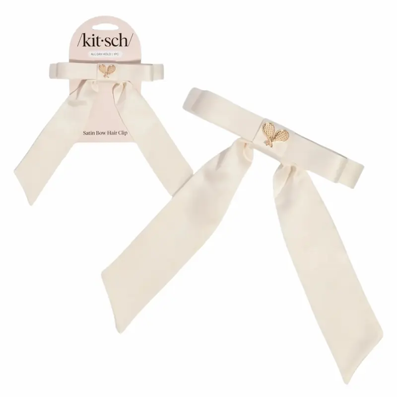 Satin Bow Hair Clip Cream