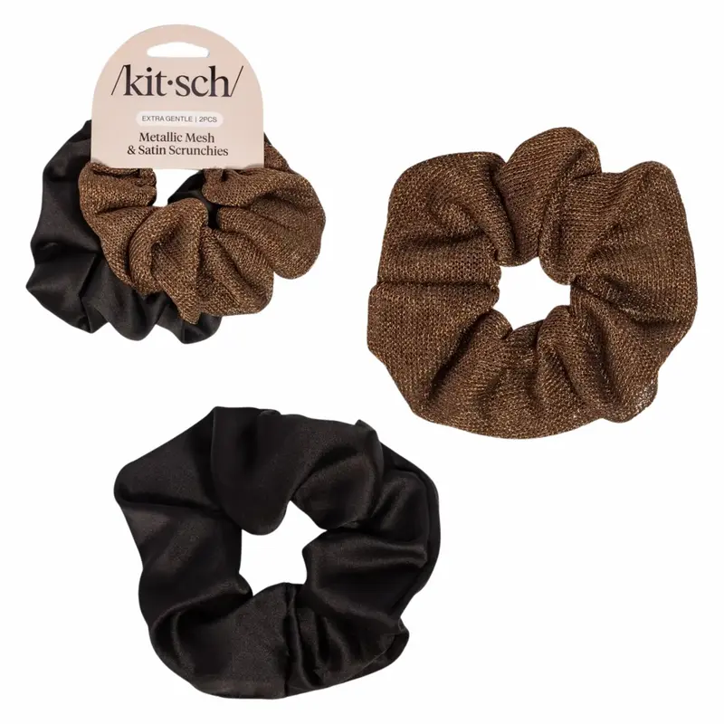 Satin Scrunchies Black & Chocolate