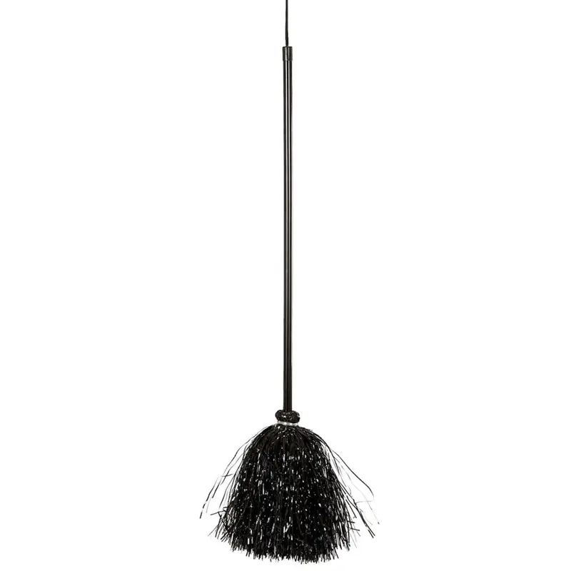 Schwarzer Hexenbesen 92 cm | Glitzernder Besen als Accessoire für Hexenkostüme, Halloween-Partys und Zauberer-Verkleidungen
