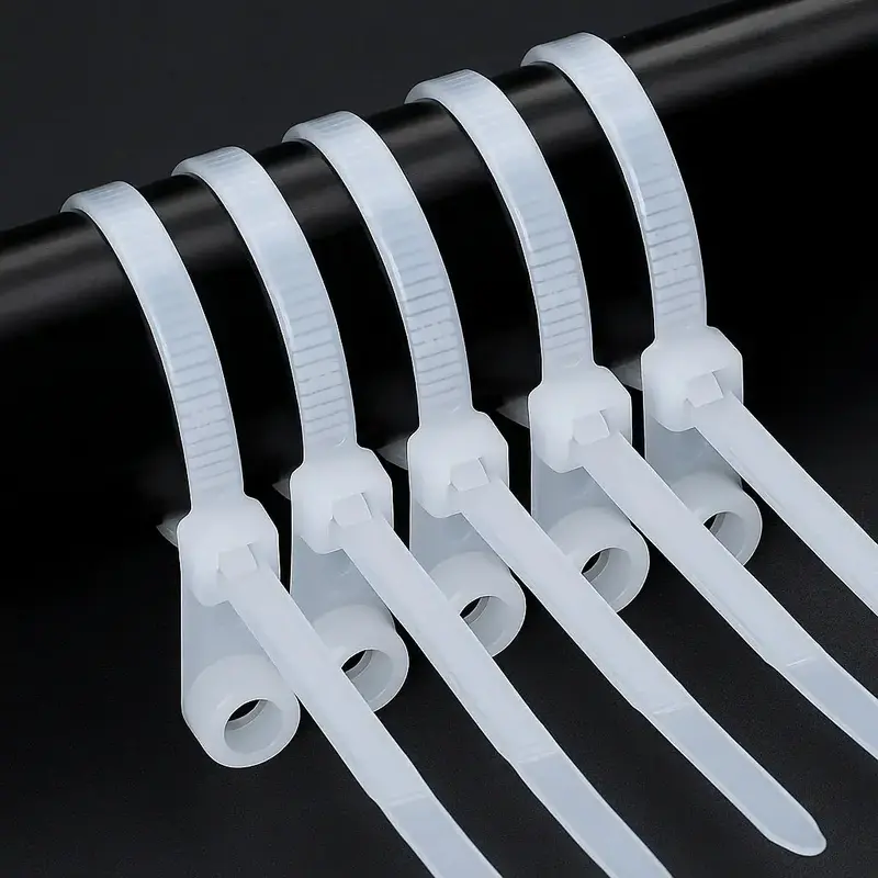 Selbstsichernde Kabelbinder mit Schraubloch 200 mm | Nylon, hitzebeständig & schwer entflammbar | Zugkraft bis 22 kg | 100 Stück