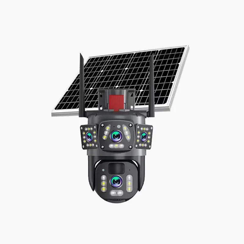Solar WLAN Außenkamera | 360° PTZ mit 3 Objektiven, 10x Zoom, 6K/9MP und Farb-Nachtsicht