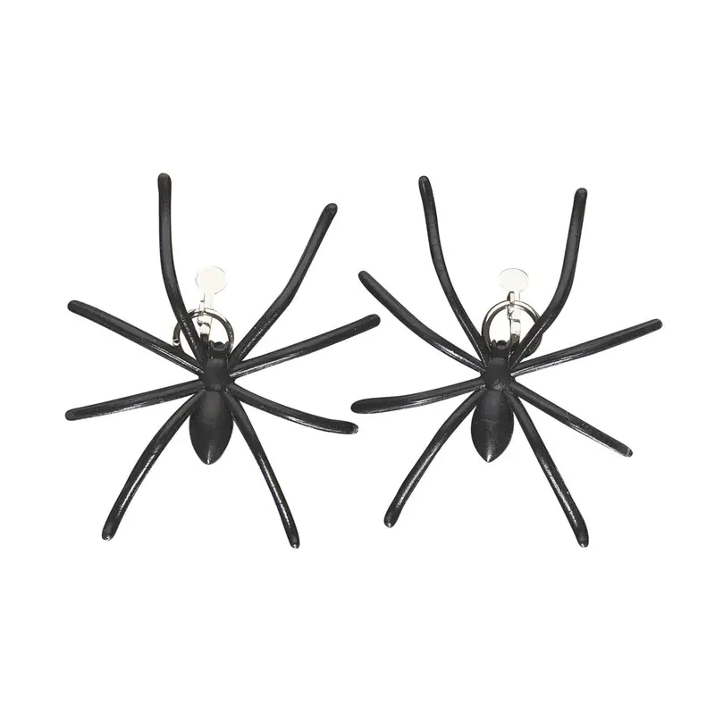 Spinnen Ohrringe Halloween | Schwarze Ohrclips ohne Ohrloch als Accessoire für Hexen-, Spiderlady- und Halloween-Kostüme