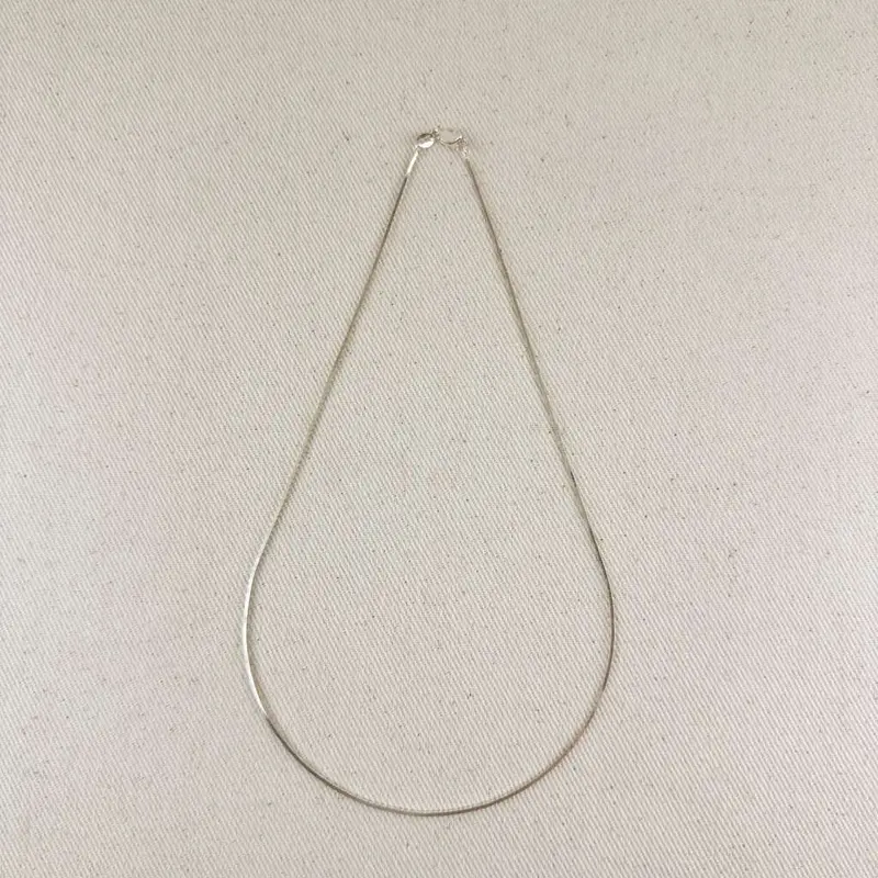 Square Herringbone Necklace Silver