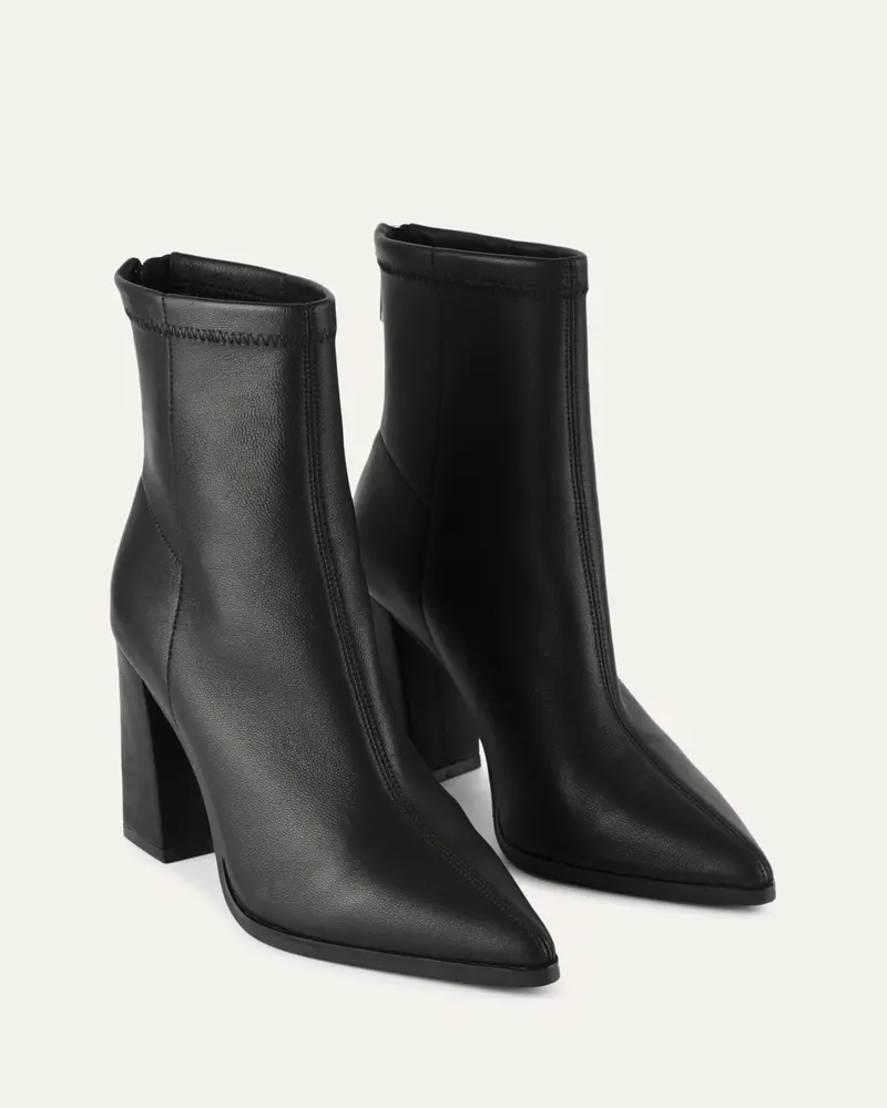 Stiefeletten aus Leder | Knöchelhoch mit 9 cm Blockabsatz und Stretch-Leder