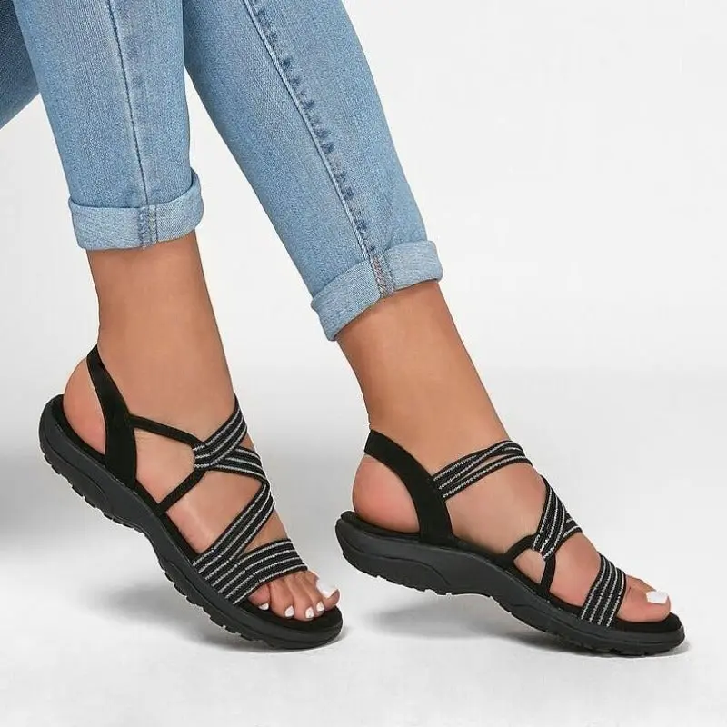 Stylische Damen-Sandale mit ergonomischem Fußbett | Trendiges Eco-Leder & bequemer Halt | Ideal für Alltag & Sommer-Outfits