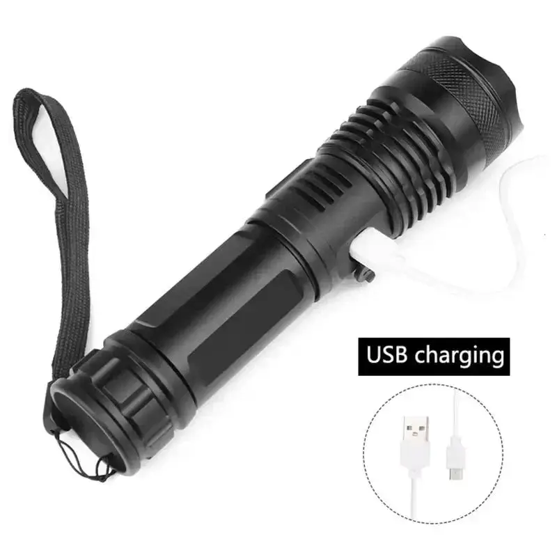 Taktische LED-Taschenlampe mit Zoom | IP65 Spritzwassergeschützt | Leistungsstarke LED-Leuchte für Outdoor, Camping & Notfälle