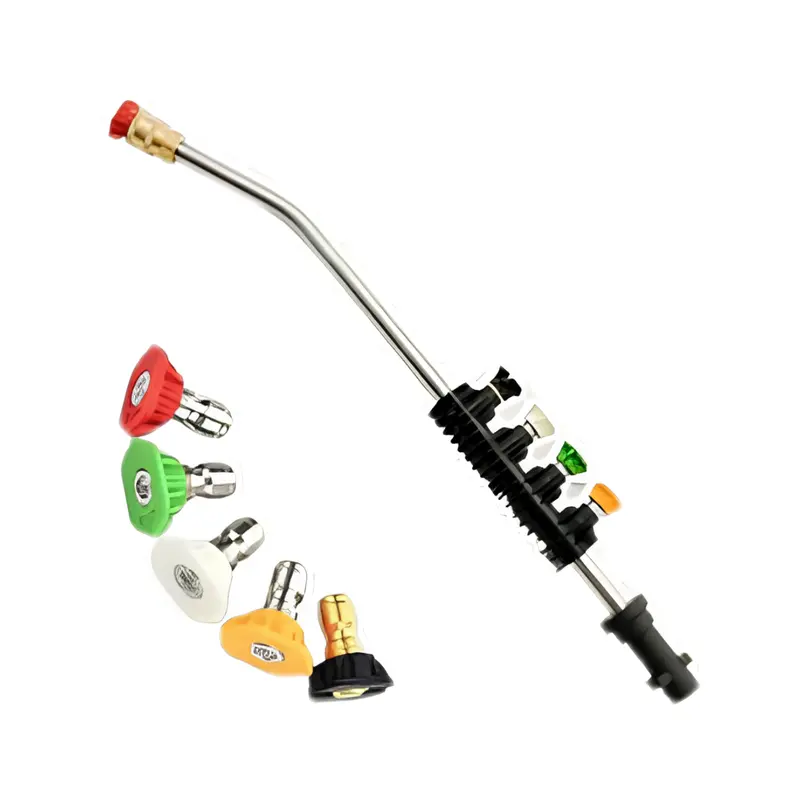 Teleskop-Hochdrucklanze 7,3 m Reichweite | Messing & Edelstahl bis 4000 PSI/140°C | 0–40° Düsen farbcodiert + 10 O-Ringe