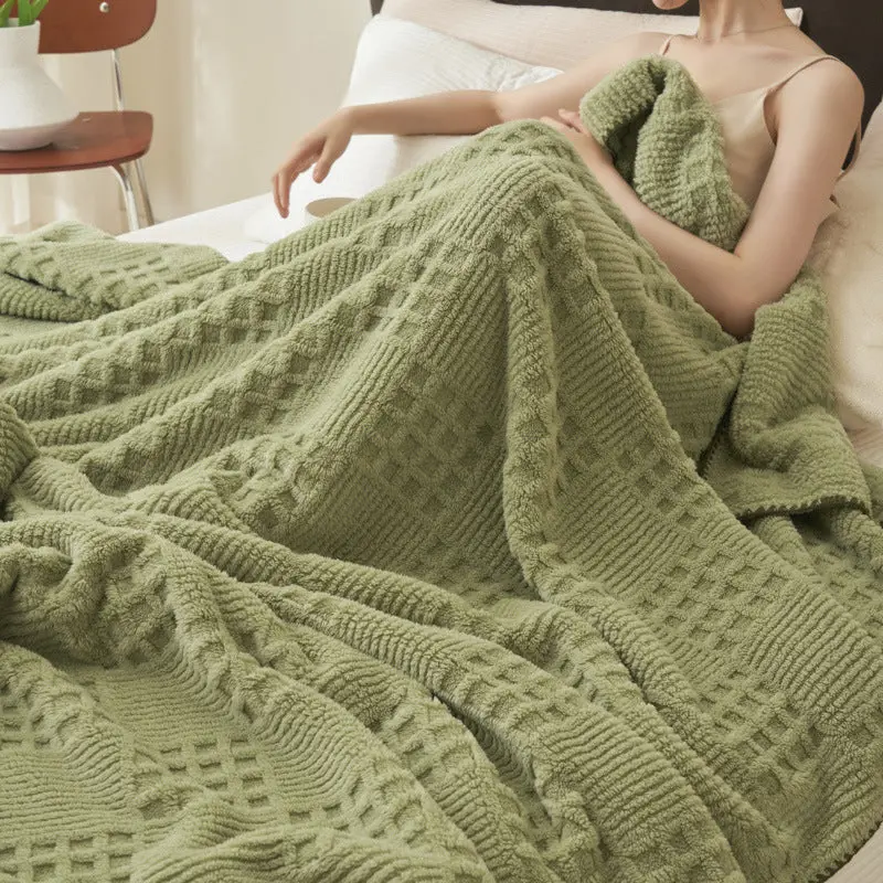 Texturierte Kuscheldecke | Weiche Plüschdecke mit Strukturmuster für Sofa, Bett und Wohnbereich | Maschinenwaschbar