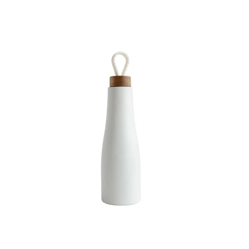 Thermoflasche 500 ml | Edelstahl-Isolierflasche mit Holzdetail für heiße und kalte Getränke