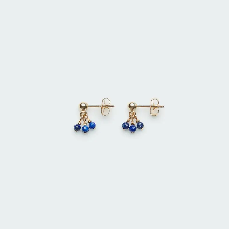 Three Pebble Gemstone Stud