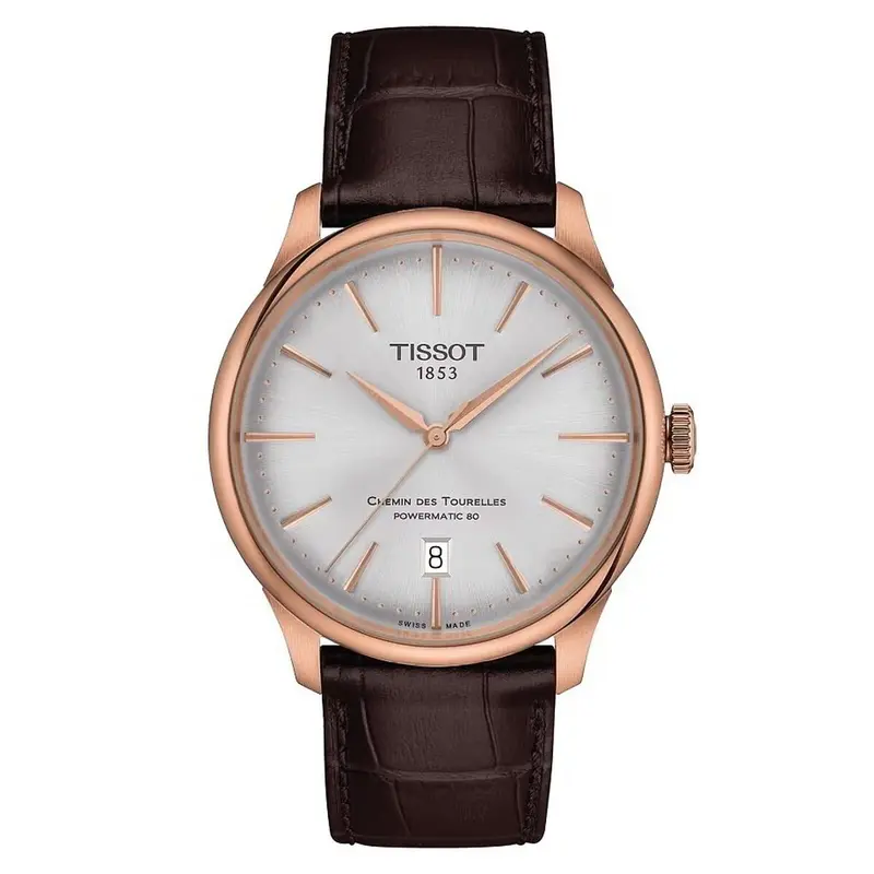Tissot Chemin des Tourelles Powermatic 80 Herenhorloge Ø 39 mm Leren Band - Zwitsers Automatisch