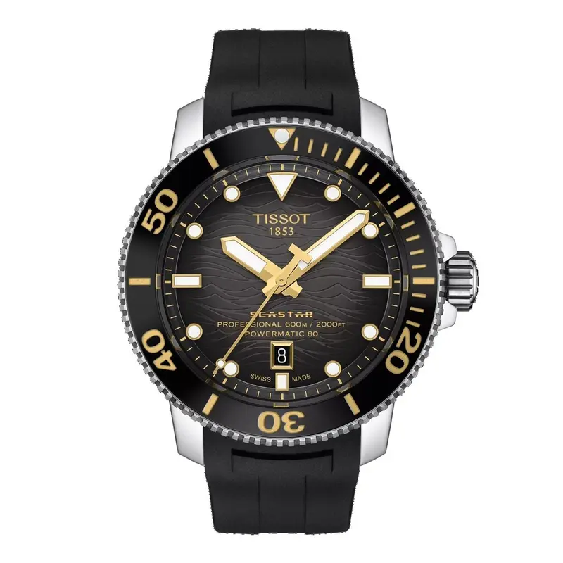 Tissot Seastar Herenhorloge - Automatisch Saffier Siliconen Band Ø 46 mm