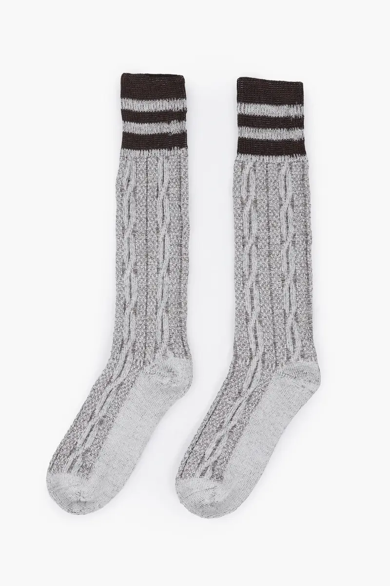 Trachtensocken Herren | Braune bayerische Kniestrümpfe für Lederhosen und Oktoberfest-Outfits