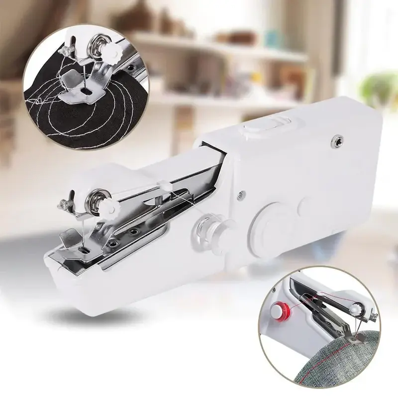 Tragbare Mini-Handnähmaschine kabellos | Einhand-Bedienung für schnelle Reparaturen | Für Vorhänge, Taschen & Saum – inkl. Zubehör