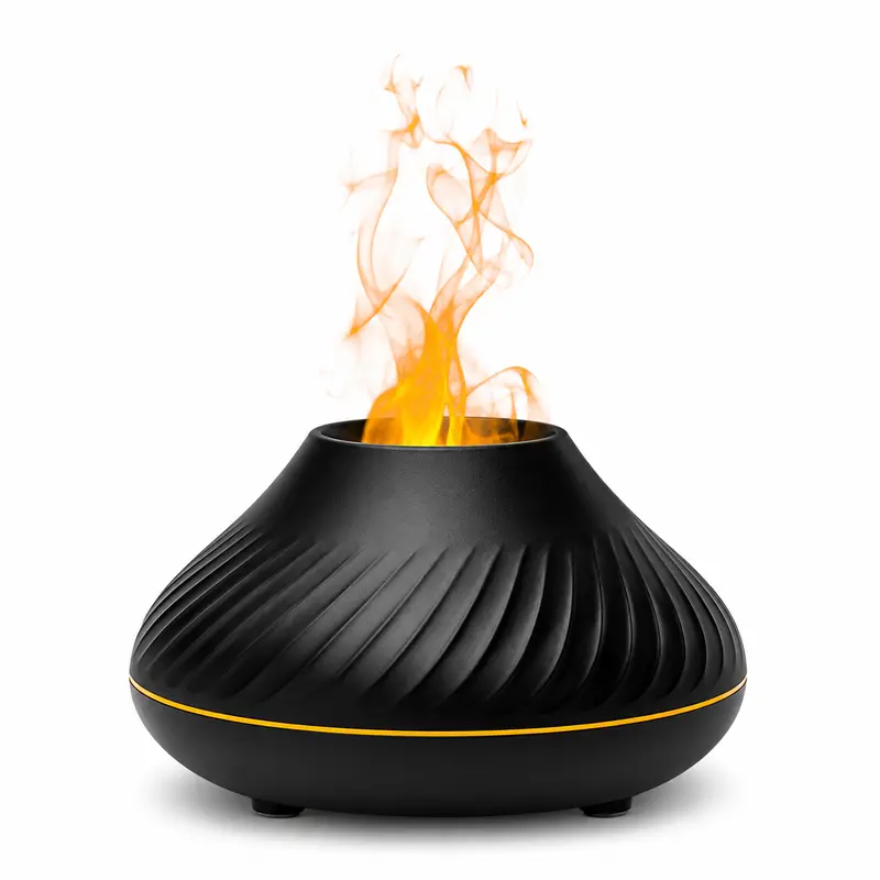 Tragbarer Luftbefeuchter mit Flammeneffekt | Aroma-Diffuser 130 ml mit LED-Nachtlicht