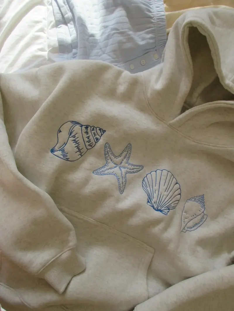 Unisex Hoodie mit Muschel-Print | Weicher, warmer Alltags-Fit für Herbst & Winter | Lässiger Streetwear-Look | Größen S–3XL