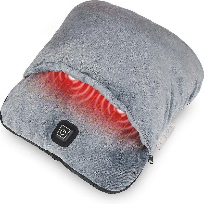 USB Fußwärmer mit Massagefunktion | Beheiztes Fußkissen mit Vibrationsmassage und weichem Fleece für Büro, Sofa und Bett