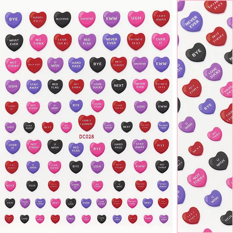 Valentine 3D Embossed Nail Art Sticker Anti-Sweet Talk