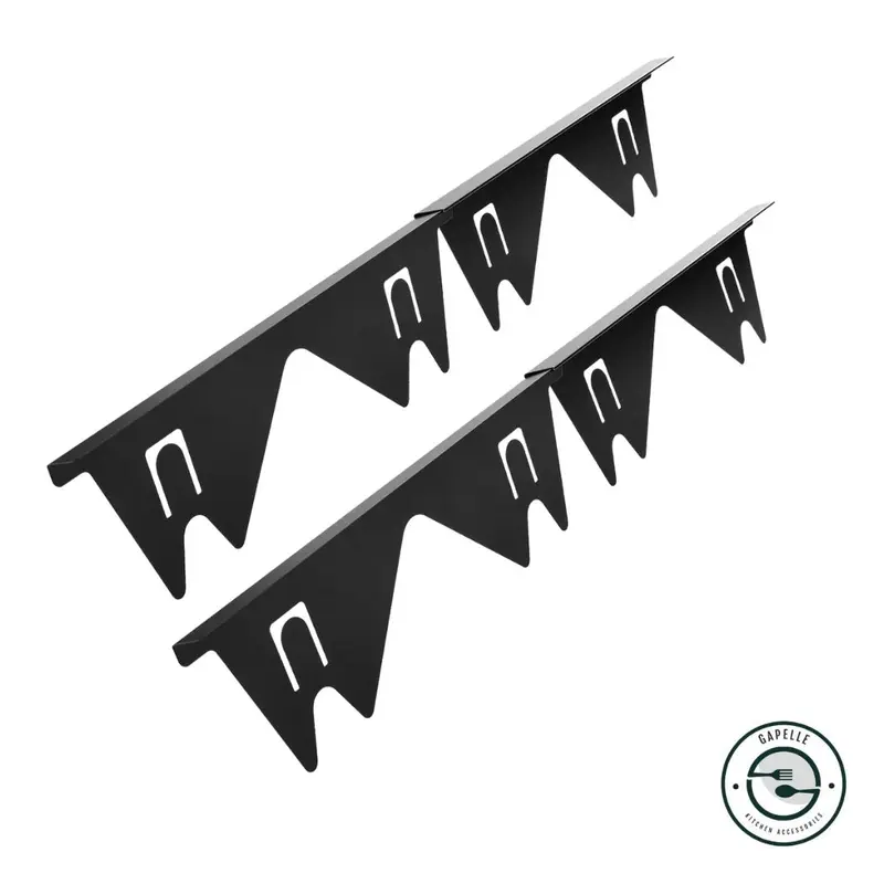 Verstellbare Edelstahl-Spaltabdeckung für die Küche 35–70 cm | Schützt vor Krümeln & Flüssigkeiten | Werkzeuglose Montage | Schwarz oder Silber | 2er-Set