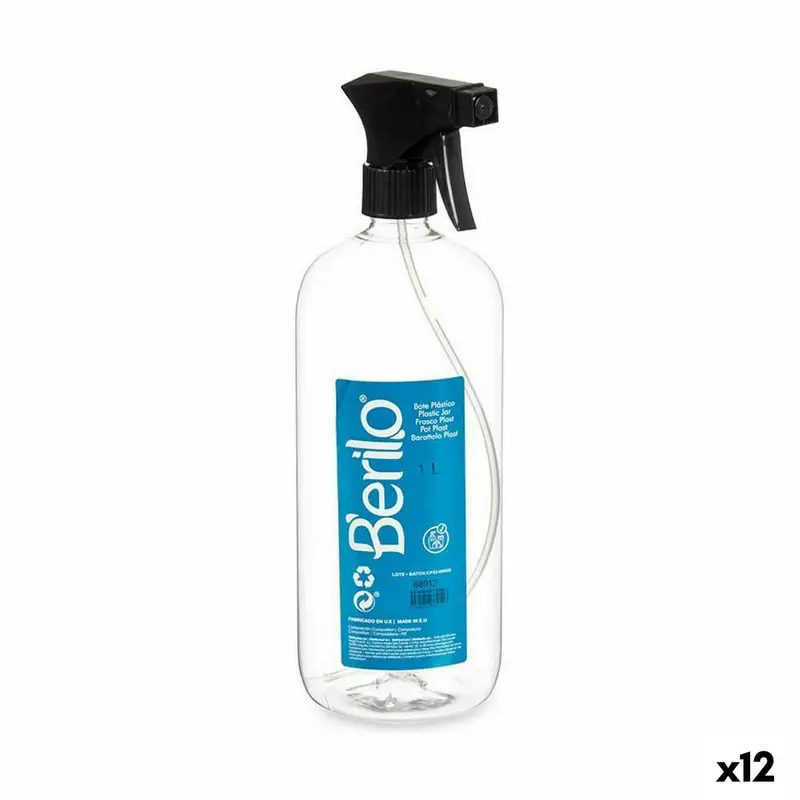 Verstuiverfles Berilo Zwart Transparant Plastic 1 L (12 Stuks)