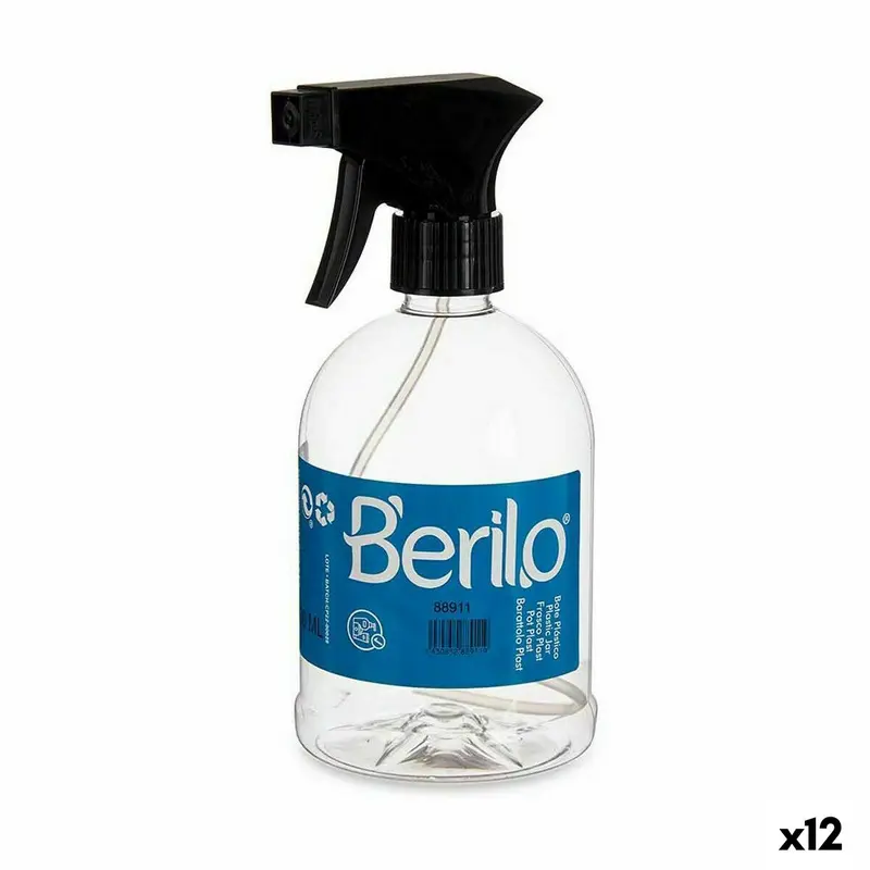 Verstuiverfles Berilo Zwart Transparant Plastic 500 ml (12 Stuks)