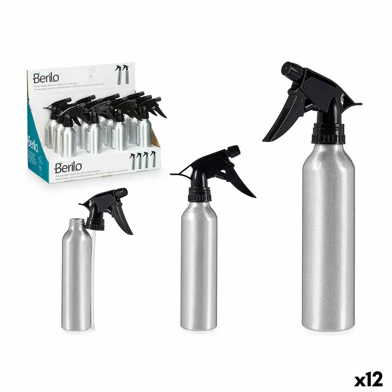 Verstuiverfles Berilo Zwart Zilverkleurig Aluminium Polypropyleen 300 ml (12 Stuks)